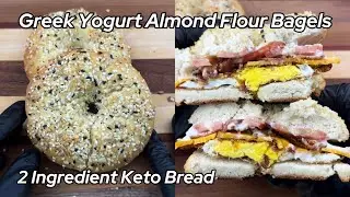 2 Ingredients KETO Greek Yogurt Almond Flour Bagels + Healthy Sandwich Recipe |Meal Prep |Keto Bread