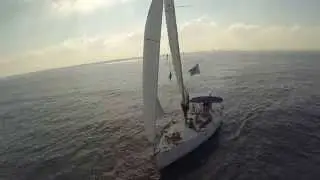 Drone fly over yacht