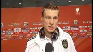 English Interview with Germany's Marcell Jansen after the loss to Spain at the world cup