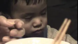 991129安安來美吃晚餐吃到睡著了