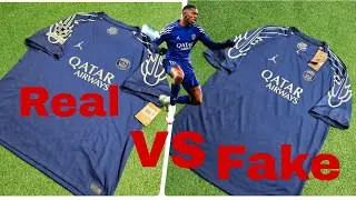 Video comparison of fake vs real PSG fourth wings jersey by Jordan