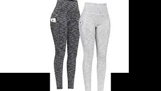 PHISOCKAT 2 Pack High Waist Yoga Pants with Pockets, Tummy Control Leggings, Workout 4 Way Stretch