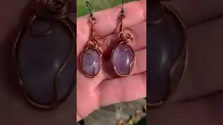 Amethyst Crystal Dangle Earrings Antiqued Copper Woman's Gift Wire Wrap Gemstone