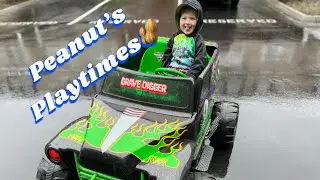 Monster Jam Grave Digger 24V Ride On Truck!! Spinning Donuts and Off-Roading in the Mud and Dirt!!