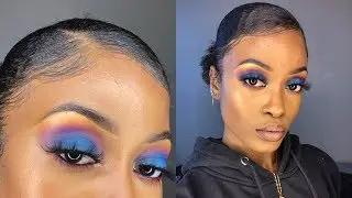 GRWM: Blue Sunset Eye Makeup using Karity 21 Matte Shadow Palette| Bri Bbyy
