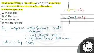 In Young's experiment, one slit is covered with a blue filter and the other (slit) with a yellow...