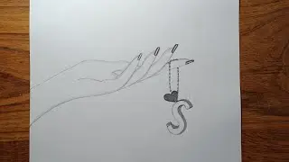 How to draw a hand holding heart key chain || how to draw a girl holding heart key chain