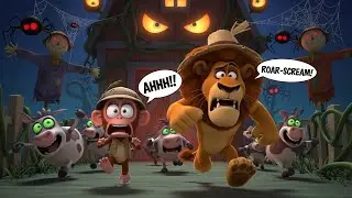 Monkey & Lion Horror Valley Visit 👻🌙 | Cute Spooky Kids Cartoon Adventure