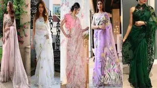 Latest Organza Saree Design/ Organza saree design haul/ Organza saree/ Trending Organza saree design