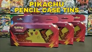 Pokemon Cards TCG Pikachu Pencil Case Tins Opening
