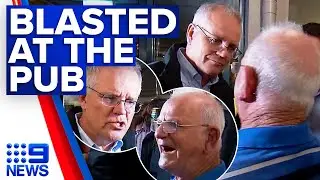 Scott Morrison confronted by angry voter at Newcastle pub | 9 News Australia
