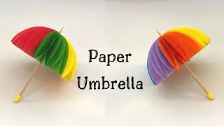 How to make paper umbrella / easy paper crafts for kids