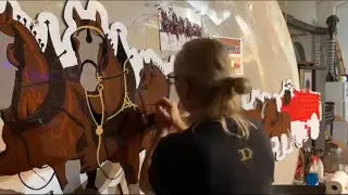Timelapse: Anheuser-Busch updates Clydesdale mural at St. Louis brewery