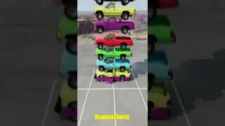 Mixed Colorful Cars & Rainbow Buses Falling Crash №2 | BeamNG Drive