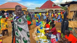 Rural Organic African Outdoor Market at the Border of Kenya and Uganda