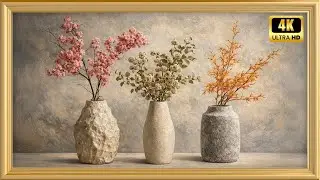 Elegant Collection of Vases with Flowers – 4K Frame TV Art