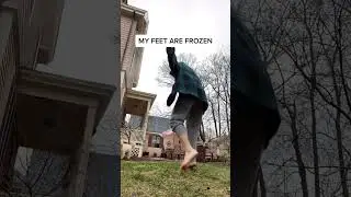 Barefoot in the cold: a funny winter challenge!#coldweather #winterfun #barefootchallenge