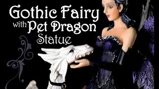 Gothic Fairy with Pet Dragon Statue - Medieval Collectibles