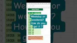 Excel Hack: Weekday or Weekend from Date? WEEKDAY Formula Tutorial 2026 (Beginner to Pro!) Example-1