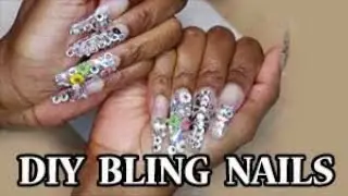 DIY BLING NAILS- HOW TO ADD RHINESTONES  TO NAILS USING UV RESIN IN MINUTES- BUDGET BLING NAILS!
