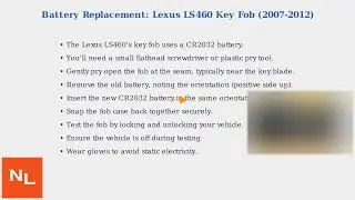How To Replace 2007&ndash;2012 Lexus LS460 Key Fob Battery &ndash; Change Remote Batteries