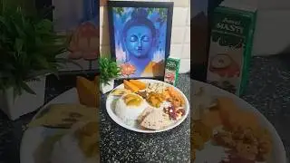 #lunch #white rice #sambar #potato fry and mango beetroot corn salad #chapati and #banana