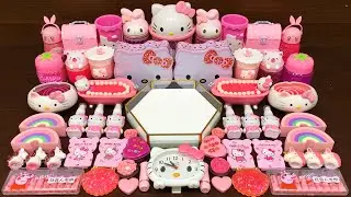 PINK HELLO KITTY Slime | Mixing Random Things into GLOSSY Slime | Satisfying Slime, ASMR Slime #689