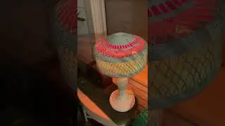 Just finished restoring silk lining to the shade of my 1920&rsquo;s wicker lamp.