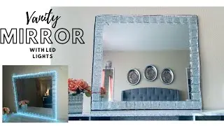 LARGE VANITY MIRROR HOME IMPROVEMENT DIY LED LIGHTS DOLLAR TREE PROJECT