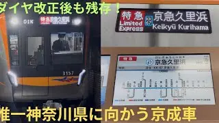 【久里浜方面に向かうのはこの運用のみ・ダイヤ改正後も残存！】01K 京成3100形 3157F 特急 京急久里浜行きに乗車