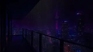 Rainy Night in a Dark Luxury Living Room NYc 😴Rain Sound +Thunder Sounds for HEALING SLEEP
