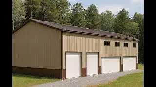 Epic 30x60 Gable Roof Barndominium Kit! [4 Car Garage & 2 RV Bays]