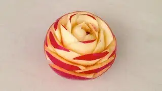 Pink Lady Apple Rose Flower - Beginners Lesson 44 By Mutita Art Of Fruit And Vegetable Carving