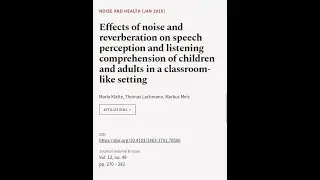 Effects of noise and reverberation on speech perception and listening comprehension o... | RTCL.TV