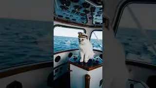 Cat captain 🌊😺 goes to sea trip 🐾⚓