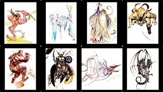 FINAL FANTASY III - ALL SUMMON ATTACKS! [Chocobo, Shiva, Ramuh, Ifrit, Titan, Odin, Levi, Bahamut]