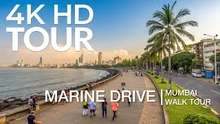 Marine Drive Relaxing Evening Walk - Mumbai Walking Tour 4K
