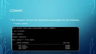 TCL COMMIT Command,SQL Basics Tutorial - 14
