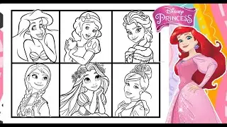 MANY&nbsp;DISNEY&nbsp;PRINCESSES&nbsp;Faces&nbsp;Coloring&nbsp;Page&nbsp;ARIEL SNOW WHITE ELSA ANNA CINDERELLA RAPUNZEL - MARKERS