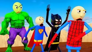 Spider Baldi, Batman and Super Baldi Super Heroes vs Hulk!