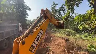 JCB BACKHOE 3dx new road hill cutting | TATA tipper jcb 3dx with tractor 