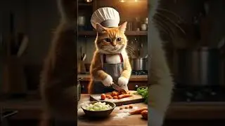 Chef Cat&rsquo;s Cooking Adventure 🍳🐾 | From Market to Masterpiece!  #catshorts #chefcat #foodiecat