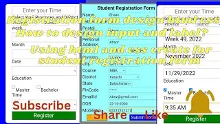 how to create registration form in html || registration form in html and css