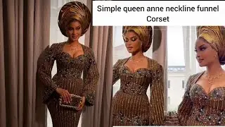 HOW TO CUT A STYLISH QUEEN ANNE NECKLINE FUNNEL CORSET #viral  #corset 