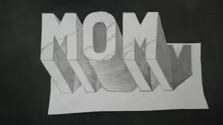 Easy drawing by pencil|| Mom 3D drawing || Step by step 3D drawing for beginners ||  Easy 3D drawing