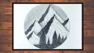 HOW TO DRAW MOUNTAIN FOR BEGINNERS /How to Draw Mountain Landscape Scenery in Circle Step by Step