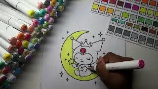 Color with me , Cute Kuromi 🌙 ✨ Using Chen Rui Markers Love
