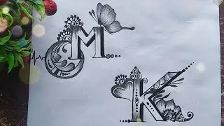 how to make beautiful M and K letter drawing tattoo || simple MK letter drawing with pencil