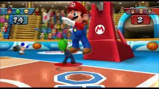 Mario Sports Mix - Basketball Exhibition (Mario, Peach and Yoshi gameplay)