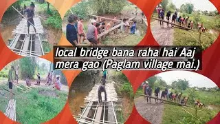 village life hard life || local bridge construction by manual labour.